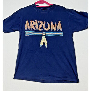 Vtg Arizona‎ Graphic Southwestern Feathers T-shirt Medium Soffe's Choice